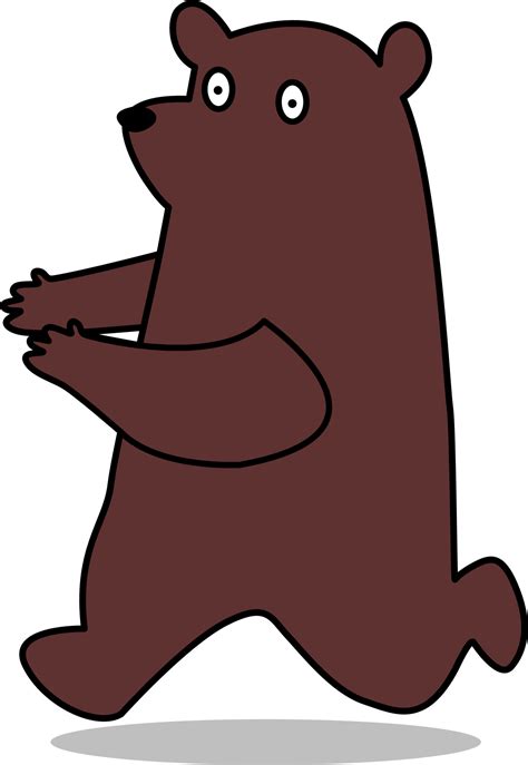 A Cute Brown Bear Cartoon Characters Running Best For Logo Sticker