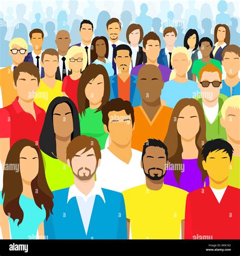 Group Of Casual People Face Big Crowd Diverse Stock Photo Alamy