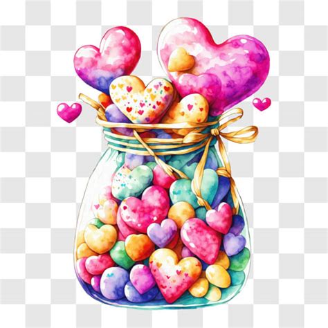 Download Celebrate Love with Colorful Heart-Shaped Candy Jar PNG Online ...