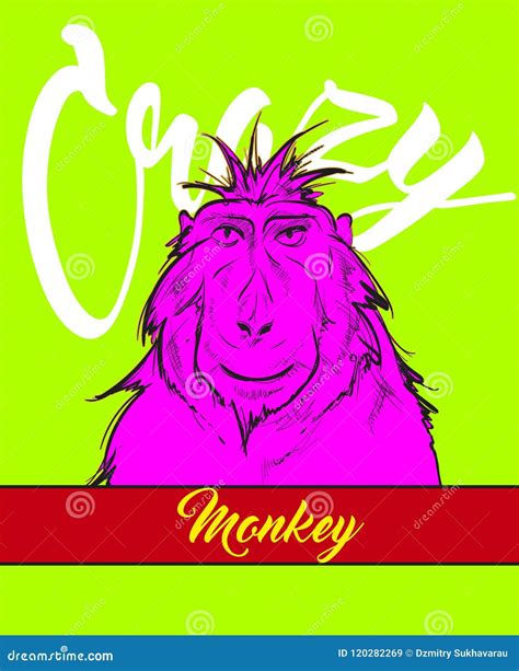 Crazy Monkey Chimpanzee Logo On White Background Cartoon Vector