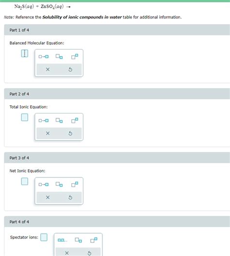 Solved Na2 S(aq)+ZnSO4(aq)→ Note: Reference the Solubility | Chegg.com