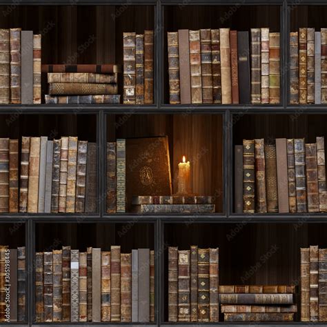 06 Of 30 Black Wood Bookshelf Old Books Seamless Texture Vertically