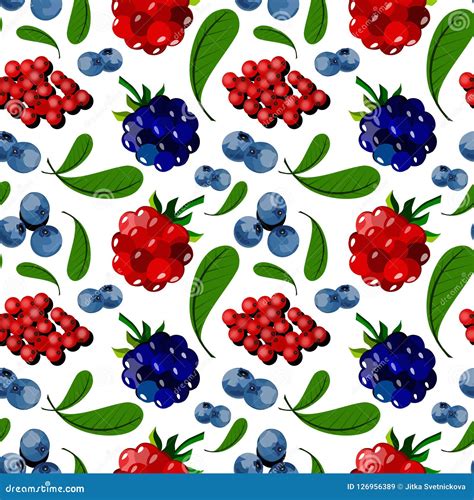 Seamless Pattern Of Berries Stock Illustration Illustration Of Leaves