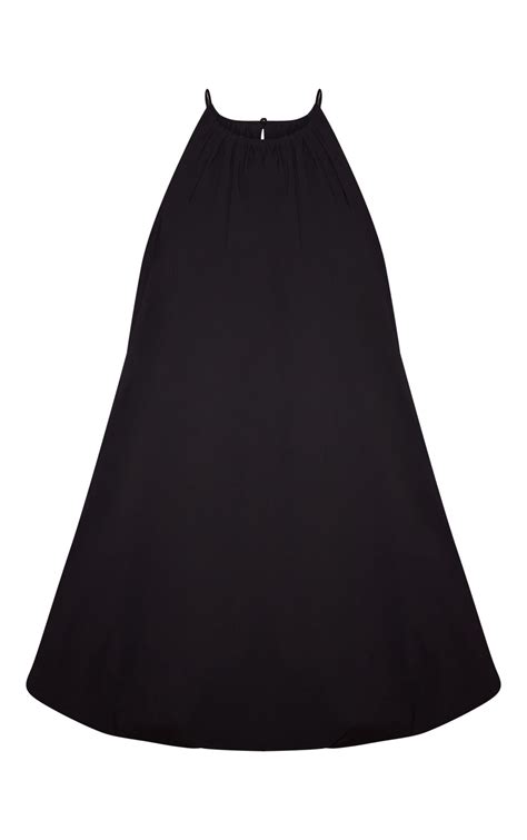 Black Stretch Woven High Neck Puff Ball Dress | Dresses