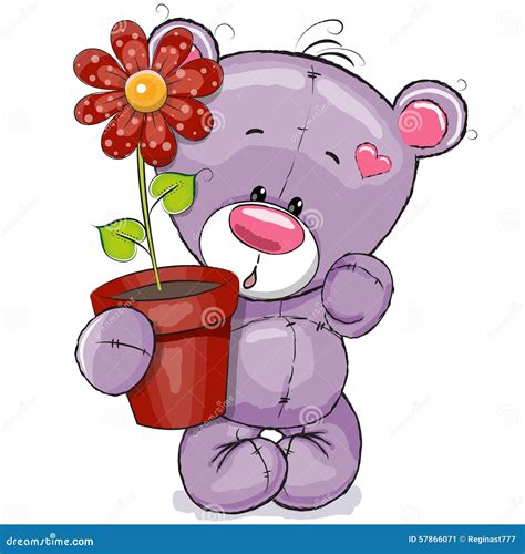 Teddy With Flower Stock Vector Illustration Of Card