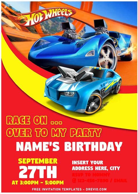 Free Editable PDF Hot Wheels Wild Racer Birthday Invitation Templates