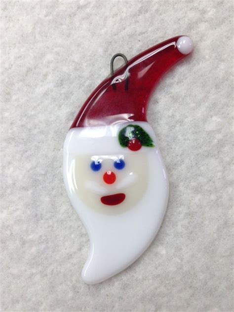 Santa Fused Glass Ornament 1 75x4 25 Etsy