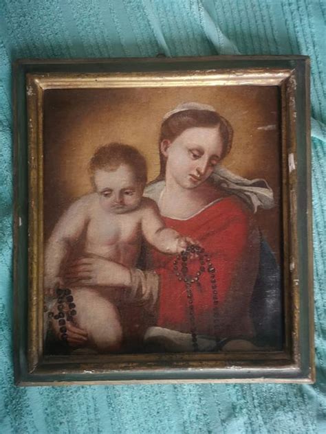 Vierge Et Lenfant Huile Sur Toile Et Bois Xviiie Catawiki