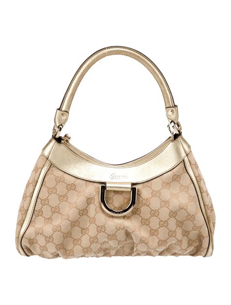 Gucci Medium GG Canvas Abbey D Ring Hobo Neutrals Hobos Handbags