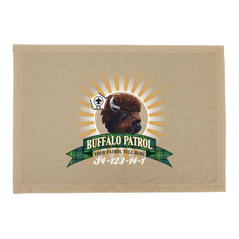 Wood Badge Realistic Buffalo Critter Sunburst Patrol Flag