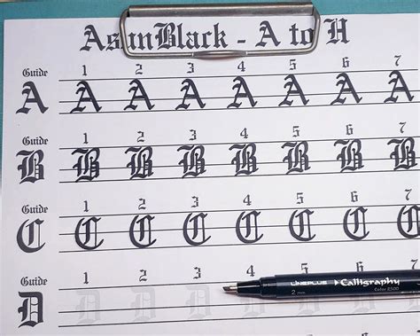 Fancy Gothic Calligraphy Worksheet, Printable Gothic Letter Practice ...