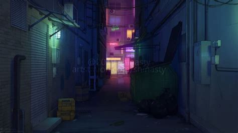 ArtStation Alley Background Anastasia Ermakova Anime Background