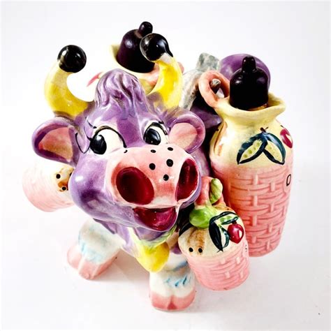 Purple Cow Figurine Etsy