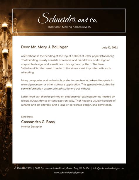 Interior Designer Letterhead Venngage