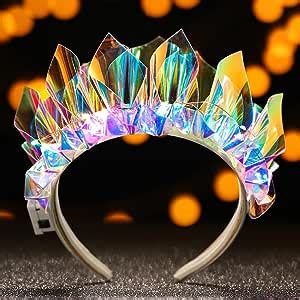 Yean Light Up Headband Luminous Crown Headbands Laser Hair Band