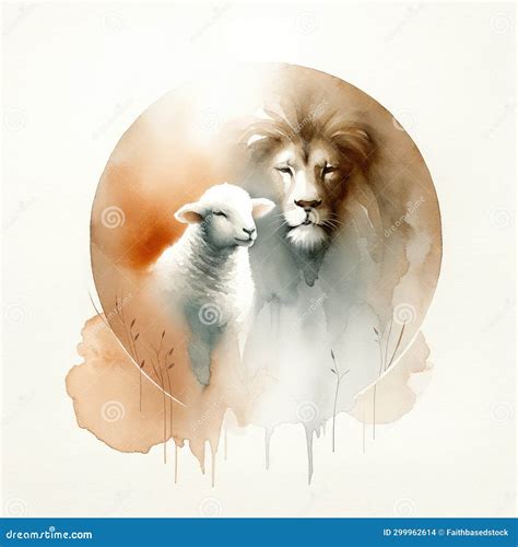 Jesus The Lion The Lamb Of God Digital Watercolor Painting Stock