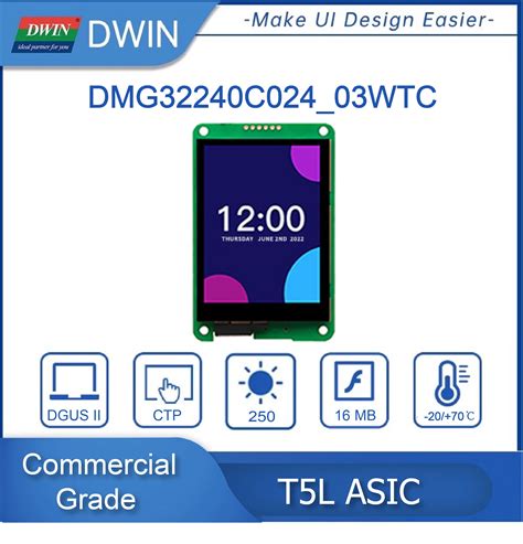 Dwin Inch Resolution Hmi Touch Screen Commercial Grade Uart