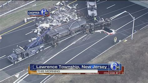 Overturned Tractor Trailer Spills Debris On I 95 North In Mercer County