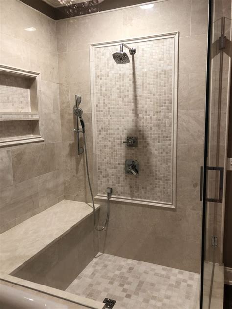 Crema Nova Marble Tile Shower And Accent Panel With Crema Marfil Shower