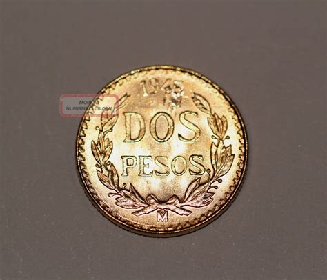 Mexican Gold Dos Pesos - 1945 Year Coin - Gold Mexican 2 Pesos