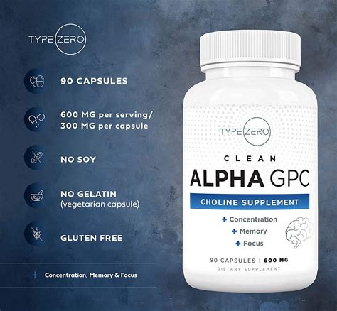 Zero Ultra Clean Alpha Gpc Choline Supplement Mg Capsules Non