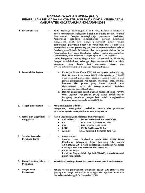 Kerangka Acuan Kerja Konstruksi 2017 Pdf