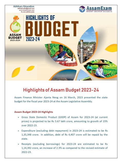 Assam Budget 2023 24 Highlights | PDF | Government Budget Balance | Taxes