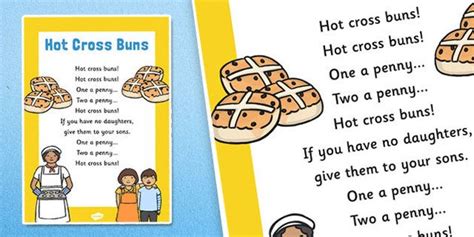 Hot Cross Buns Nursery Rhyme Poster | Hot cross buns, Cross buns ...