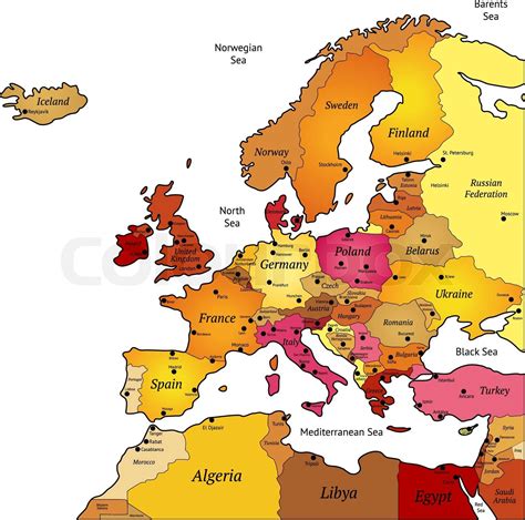 Kort Europa Rusland Stock Vektor Colourbox