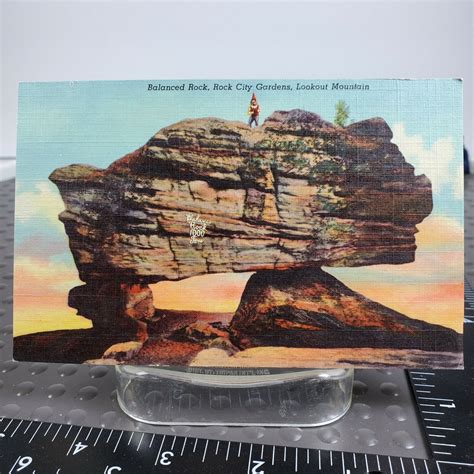 Postcard Ga Balanced Rock City Gardens Lookout Mountain Linen Unposted