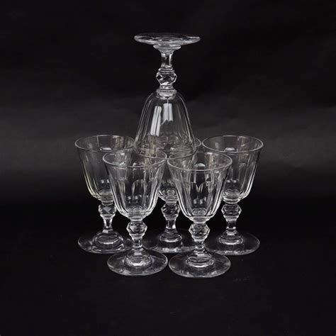 6 French Crystal Port Glasses In Antique French Crystal Glass