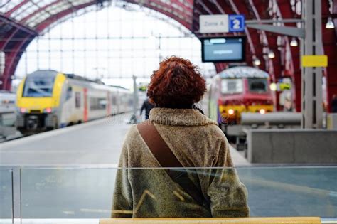 Antwerp Belgium Anno The Train Is Waiting At The Platform For