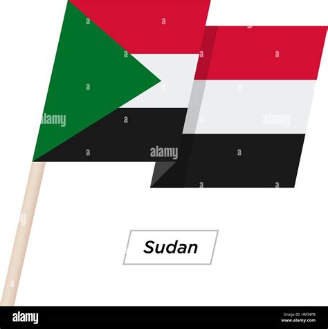 Sudan Ribbon Waving Flag Isolated On White Vector Illustration Stock