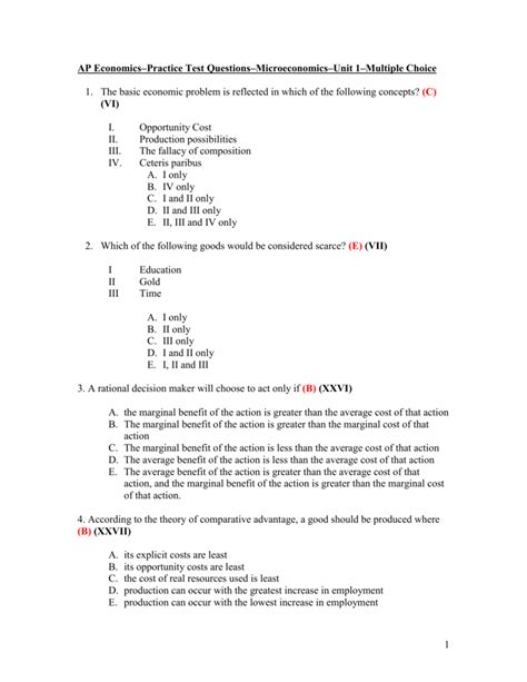 Multiple Choice Questions For Economics With Answers Mostpag