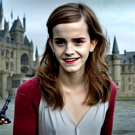 Krea Ai Joyful Smiling Emma Watson Wearing Cyborg Prost