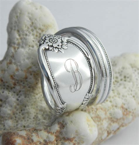 Petite Silver Spoon Ring Remembrance You Choose Monogram Etsy