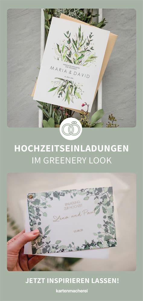 Greenery Hochzeitseinladung Mit Gr Sern Eukalyptus Und Olivenzweigen