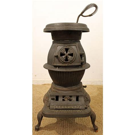 Antique Wm Landers Hustler Cast Iron Coal Burning Pot Belly Stove Chairish