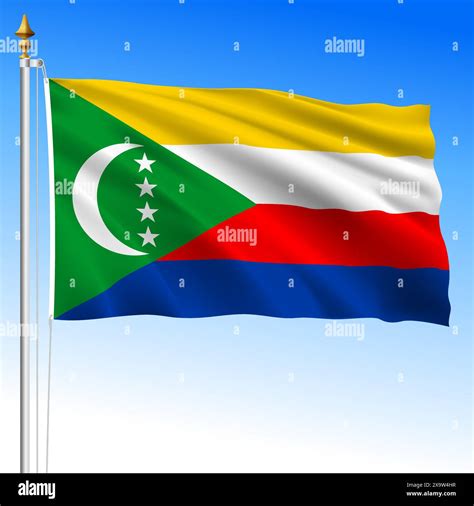 Comoros Islands Official National Waving Flag Indian Ocean Vector