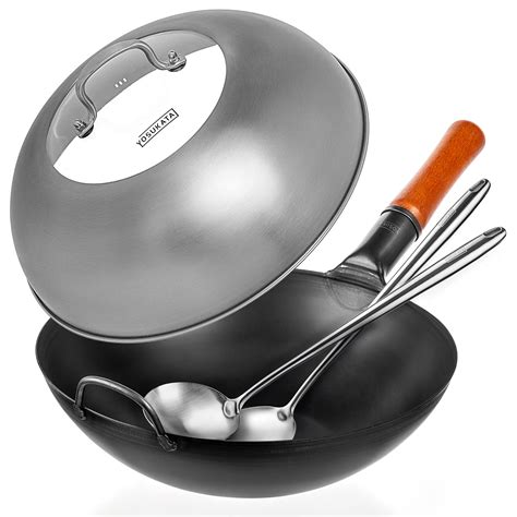 Buy Yosukata Carbon Steel Wok Pan 135 With Lid Woks And Stir Fry