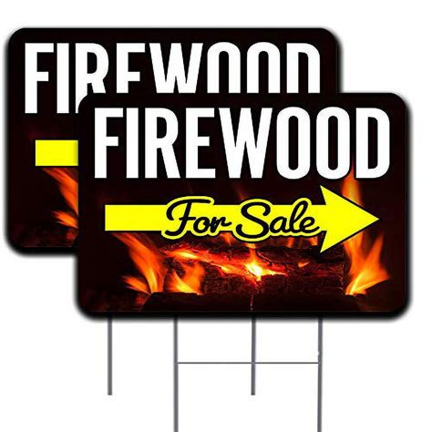 2 Pack Firewood For Sale Arrow Yard Sign 16 X 24 Double Sided