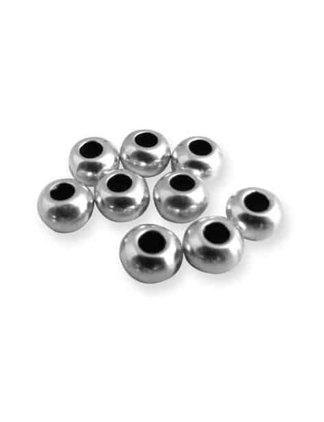 Lot De 10 Perles Rondes Lisses Aplaties De 6mm Placage Argent