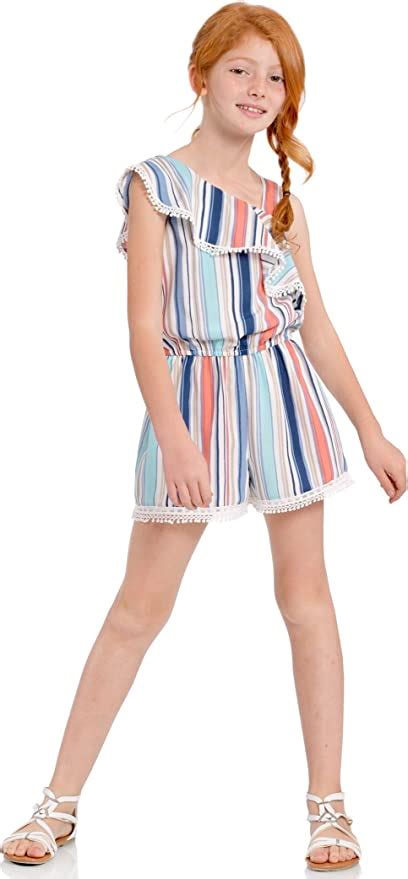 Big Girls Asymmetric Stripe One Shoulder Romper Myhannahbanana