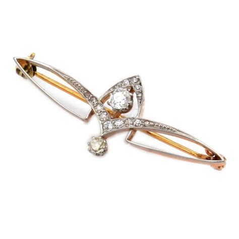 Jugendstil Ct Diamant Brosche In Gold Und Platin Um