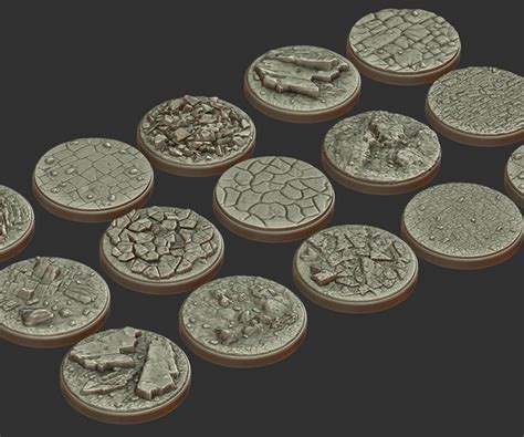 Artstation Pack 2 15 Miniature Bases 50mm 3d Print Ready Obj