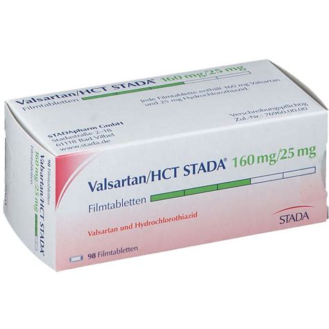 Valsartan HCT STADA 160 Mg 25 Mg 98 St Mit Dem E Rezept Kaufen Shop