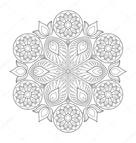 Mandala Illustration For Adult Coloring — Stock Vector © Rijal 109582390