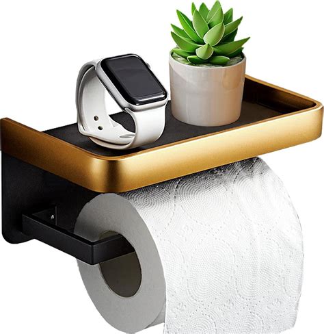 Toiletpapierhouder Zonder Boren Met Plank Wc Rolhouder Zwart