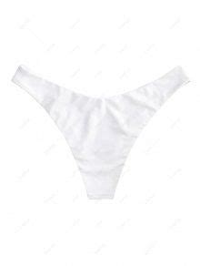 Zaful High Leg Plain Bikini Bottom In White Zaful