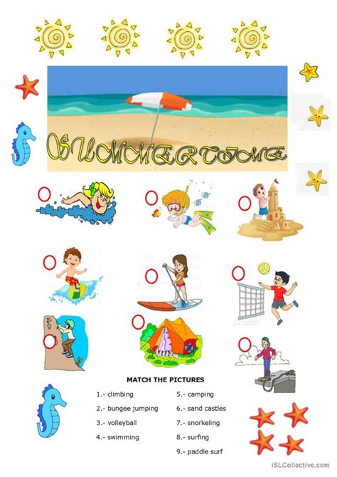 Summertime Activities English Esl Worksheets Pdf Doc Worksheets